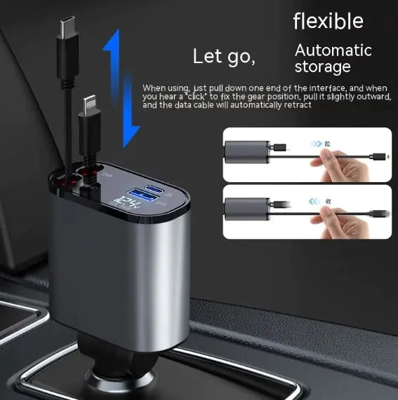 Cargador de Coche USB 4 Puertos con Pantalla LED