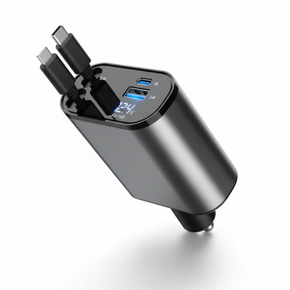 Cargador de Coche USB 4 Puertos con Pantalla LED