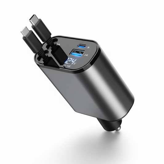 Cargador de Coche USB 4 Puertos con Pantalla LED
